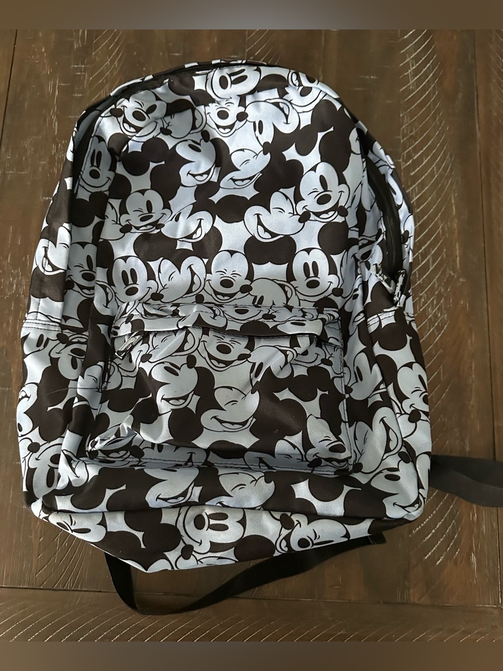 Mickey Mouse Print Backpack in Light Blue and Black